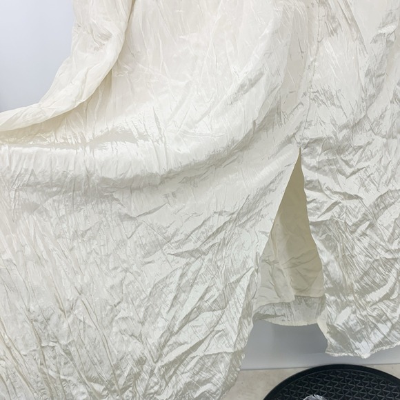 J Crew Women Size 3X Dress Natural Satin White Palermo Crinkle Long Midi Flutter - Picture 3 of 7